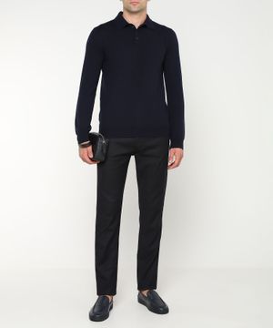 Cashmere long sleeve polo