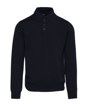 Cashmere long sleeve polo