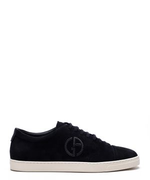 Suede sneakers with logo embroidery