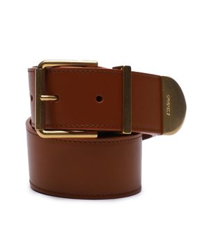 Leather belt with metal buckle