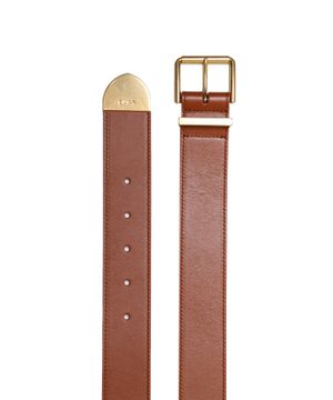 Leather belt with metal buckle