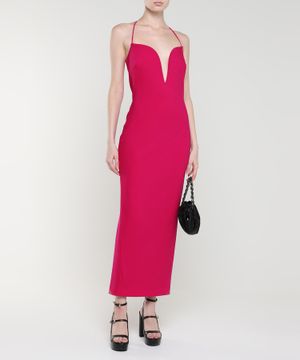 Sleeveless straight-cut midi dress