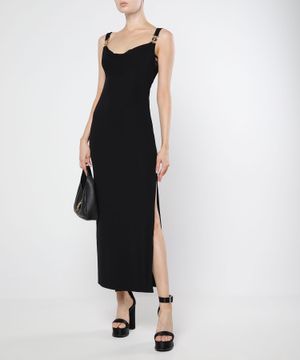 Medusa detail sleeveless midi dress