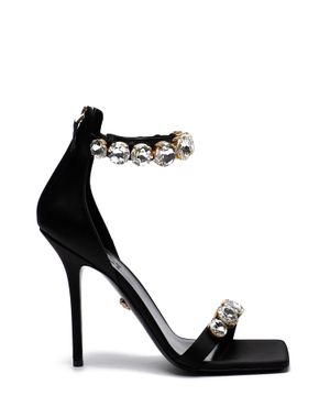 Satin sandals with rhinestones