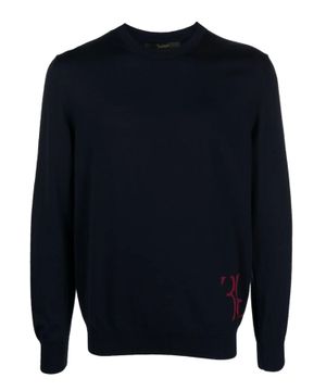 Monogram-embroidered knitted jumper