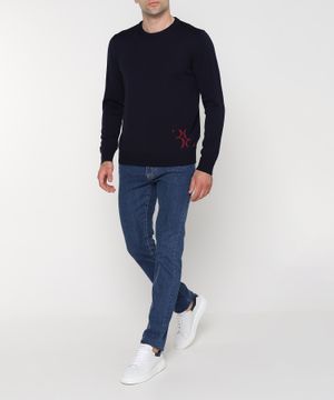 Monogram-embroidered knitted jumper