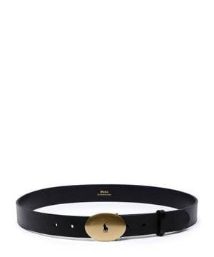 Oval metal buckle leather belt