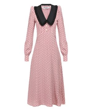 Heart print long sleeve midi dress