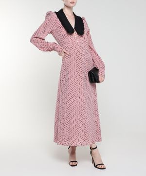 Heart print long sleeve midi dress