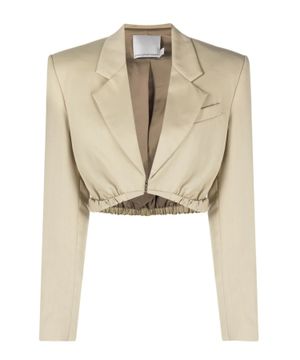 Elastic waist crop blazer