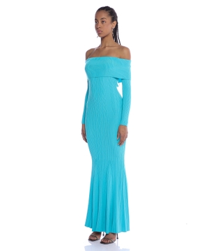 Open shoulder ribbed maxi dress