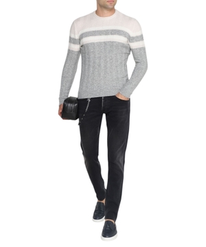 High neck stripe design jumper