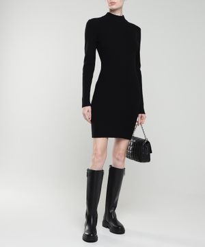 Long-sleeve ribbed mini dress