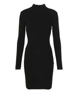 Long-sleeve ribbed mini dress