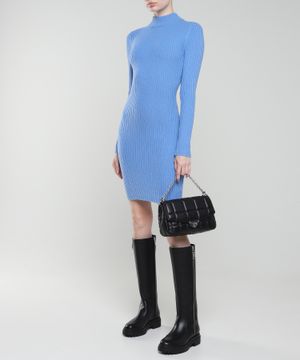 Long-sleeve ribbed mini dress