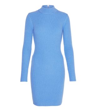 Long-sleeve ribbed mini dress