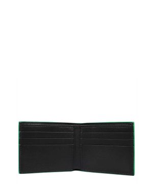 Leather wallet with woven effect