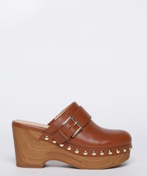 Rye studded leather platform clog