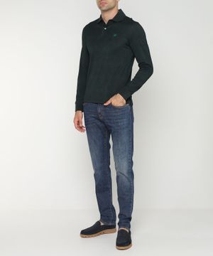 Long sleeve polo with classic collar