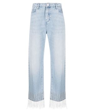 Straight fit jeans with fringes