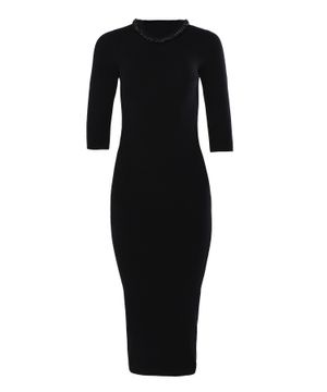 Crystal detailed neck midi dress