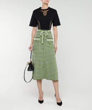 Geometric-print A-line skirt