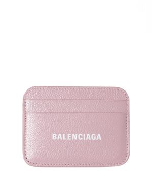 Leather card holder with logo lettering