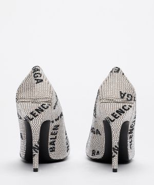 Square Knife logo details crystals embellished pumps