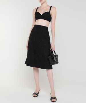 A-line high-waist tweed skirt