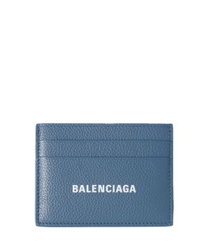 Leather card holder with logo lettering