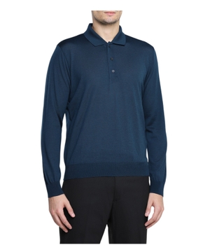 Three button collar long-sleeves polo