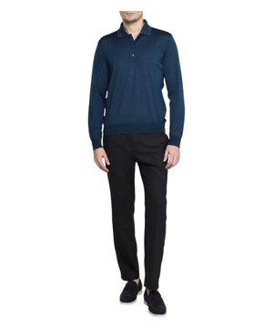 Three button collar long-sleeves polo