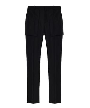 Exposed pockets straight fit trousers