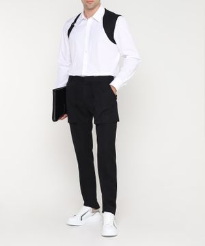 Exposed pockets straight fit trousers