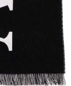 Wool scarf with logo lettering