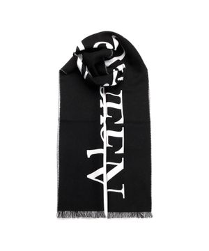 Wool scarf with logo lettering
