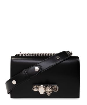 Jewelled leather shoulder bag