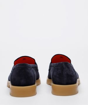 Strap upper detail leather loafers