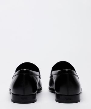 Leather loafers with metal buckle