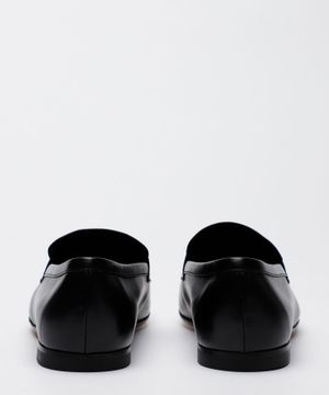 Leather loafers with metal buckle