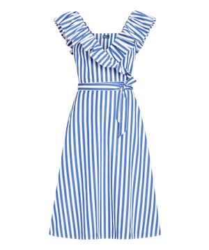 Striped dress with belted waist