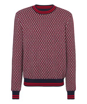 Monogram check-pattern jumper