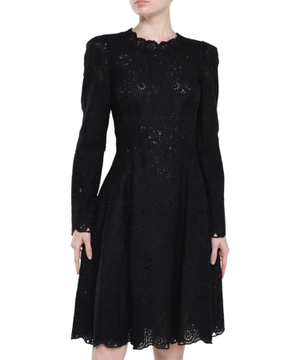 Lace design long-sleeves dress