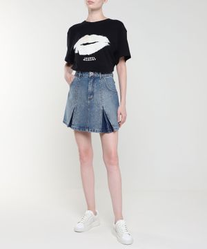 Denim pleated mini skirt