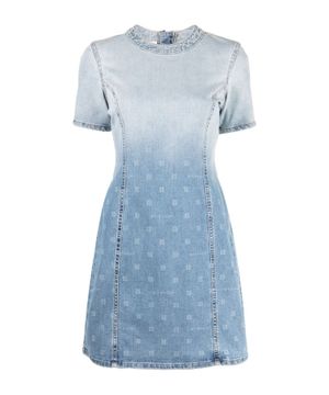 Logo printed denim mini dress