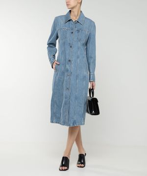 Denim long-sleeve midi dress