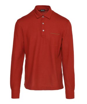 Three button collar long-sleeves polo