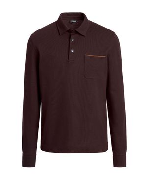 Three button collar long-sleeves polo