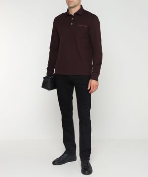 Three button collar long-sleeves polo