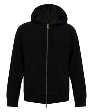 Zip-up wool cardigan with hood